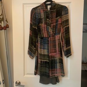 100% Silk Long Sleeved dress with collar